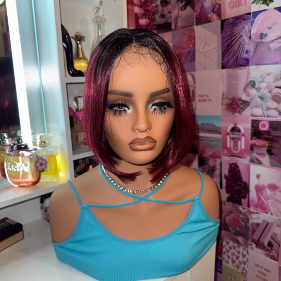 Burgundy Bob Lace Front Wig - Picture 2 of 3